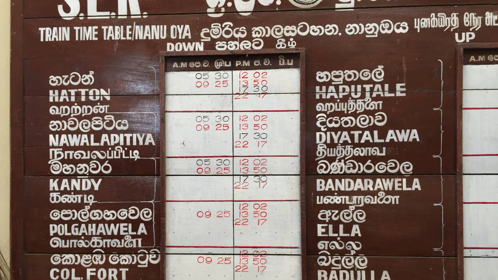 09 Train timetable at Nana Oya station W1024